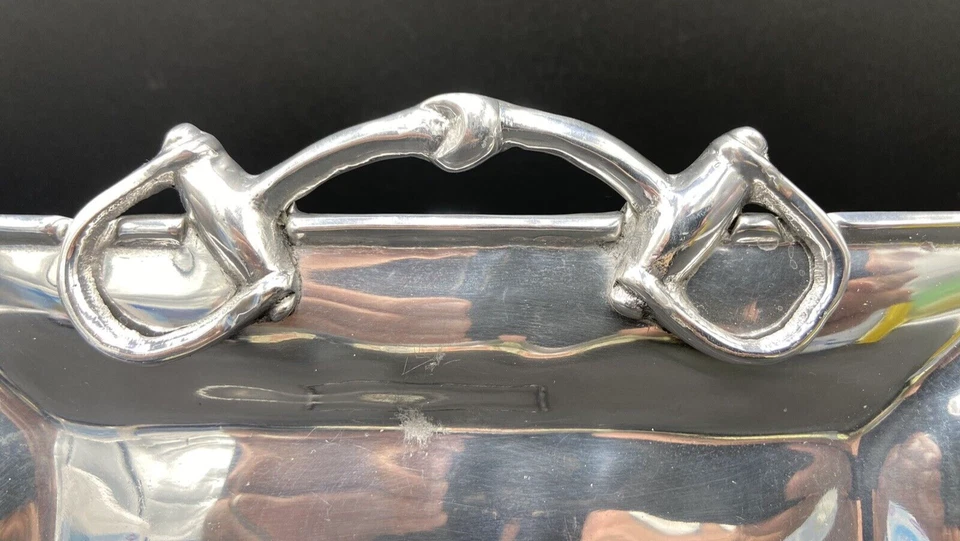 Beatriz Ball Vento Medium Rectangular "Equestrain" Polished Aluminum Tray 9X7 - Image 2 of 4