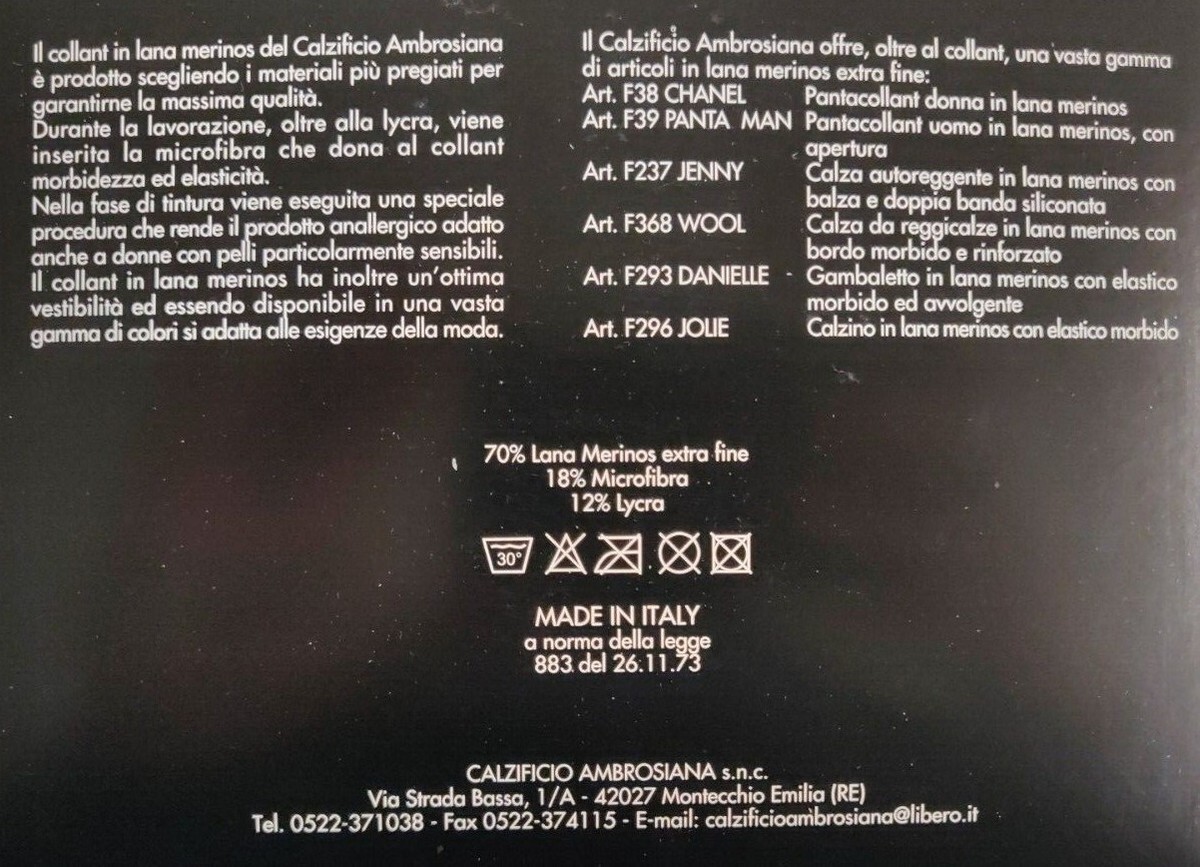 paio Collant Calzificio Ambrosiana F37 Jennifer Micro-Lana