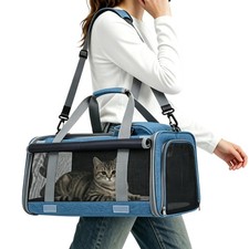 Pet Carrier for Medium-Small Cats, Collapsible Cat Carrier and Soft-Sided Pet...