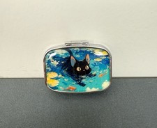 Black Cat Themed Medicine Organizer Trinket Box NEW