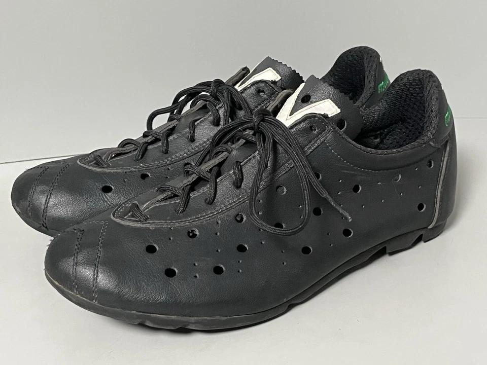 Zapatos de Ciclismo Vittoria Clásicos De Colección 1976 Cuero Negro Carreras Italia 41 EE. UU. M 8 Foto 2 de 4