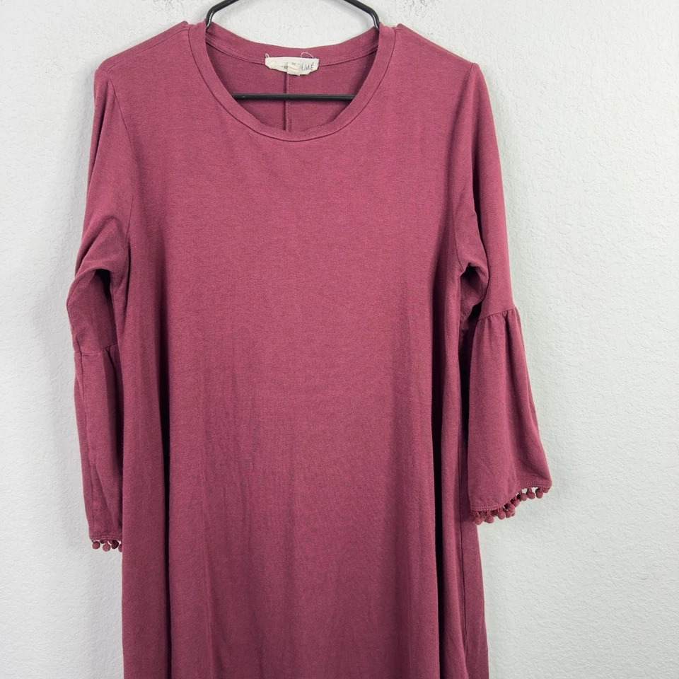 Vestido Johnny Was Calme Mujer M Borgoña Bambú Manga Campana Boho Minimalista Foto 3 de 4