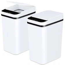 Bathroom Trash Cans With Lid 2 Pack 2.2 Gallon Touchless Automatic Motion Sensor