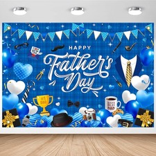 Happy Father's Day Banner Happy Fathers Day Decorations for Party Blue Happy F..