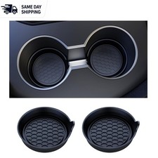 Stylish Black Silicone Cup Holders - Sift-proof Car Interior Protection 2 Pack