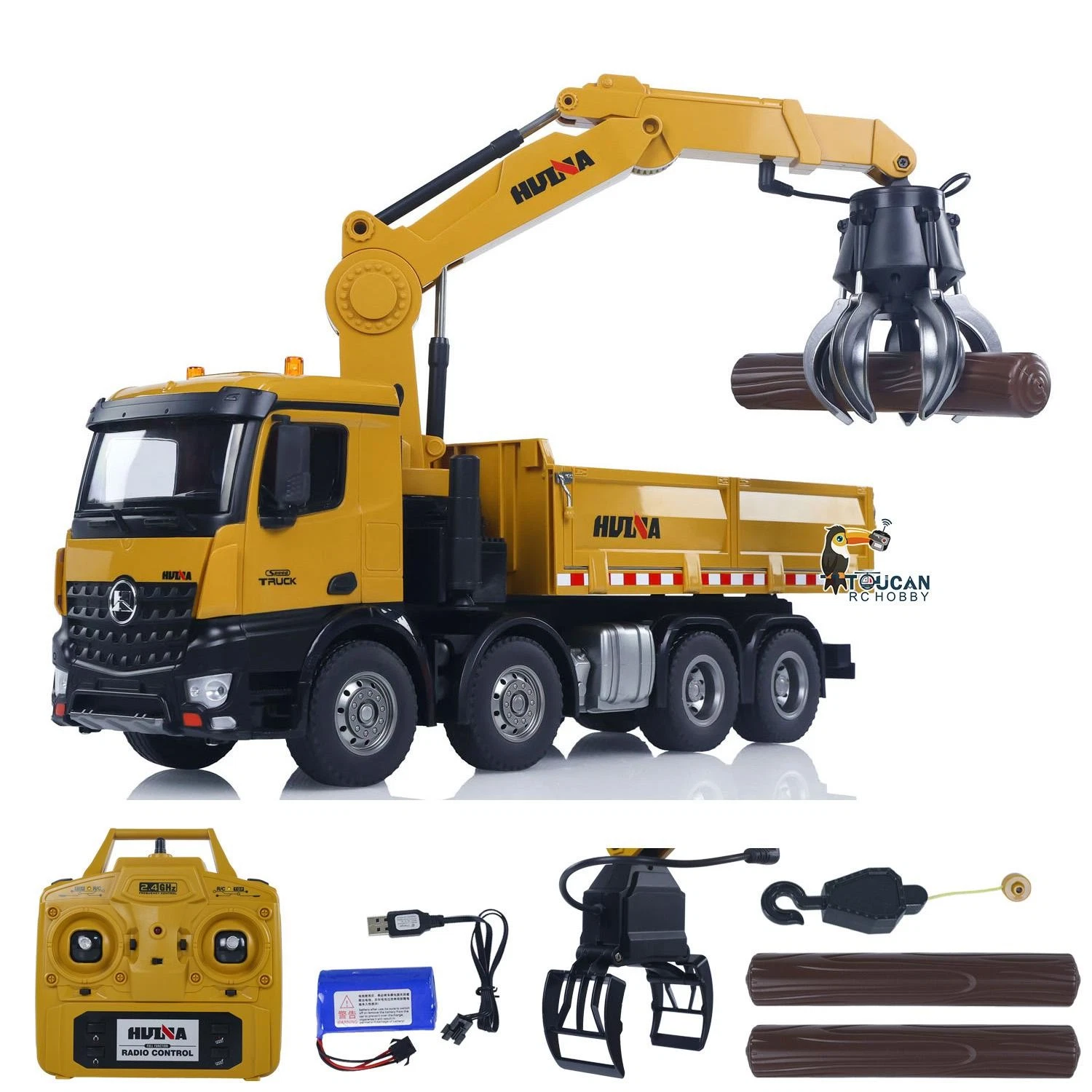 HUINA RC 1/14 Timber Grab Truck Dumper Cars Toy 1538 2.4G Radio 1200MAH Battery - Picture 1 of 20