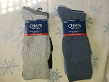 6 Pairs Chaps Men's Classic Dress Crew Socks New Multicolor (Eb30)