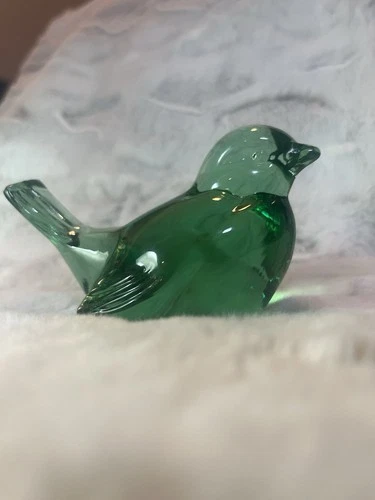 Green Glass Bird Figurine Glossy Decorative Solid Glass Birds Theme