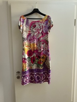 Roberto Cavalli Midi Kleid bunt gemustert Gr 40 mit Blumen