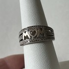 Vtg EC 925 Sterling Silver “MOM" 4 Small Natural Diamonds Ring Size 7 , 4.7 gr — photo 10
