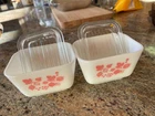 Vintage Pair PYREX Pink Gooseberry 501-B 1-1/2 Cup Refrigerator Dish & Lid