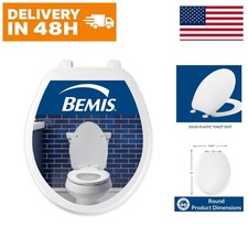 Bemis Round Plastic Toilet Seat White Top-Fix Hinges Made in USA