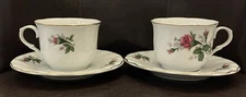 Set of 2 Lynns Victorian Rose Coffee/Tea Cup & Saucers China