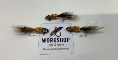 3 Crappie Panfish Jigs Baits. 1/16 Oz. #4 Sickle Hooks. Copperhead Squirrel Tail