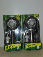 Lot 2 Qty Waterpik EcoFlow Handheld Shower Head/Massager 6 Sprays Patterns NEW