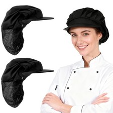 2 PCS Kitchen Baker Cooking Hair Nets Food Service Caps, Black Unisex Chef Ha...
