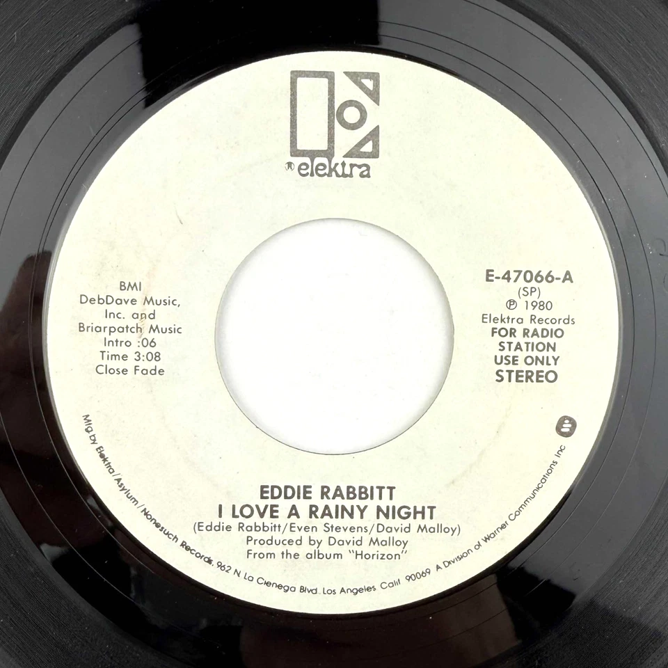 Eddie Rabbit I Love A Rainy Night Promo 45 RPM 7" Single DJ Copy Stereo Mono - Image 4 of 4