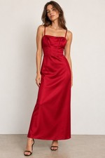 Vintage Y2K Cache Maroon / Red Formal Ball Gown with Corset Bodice