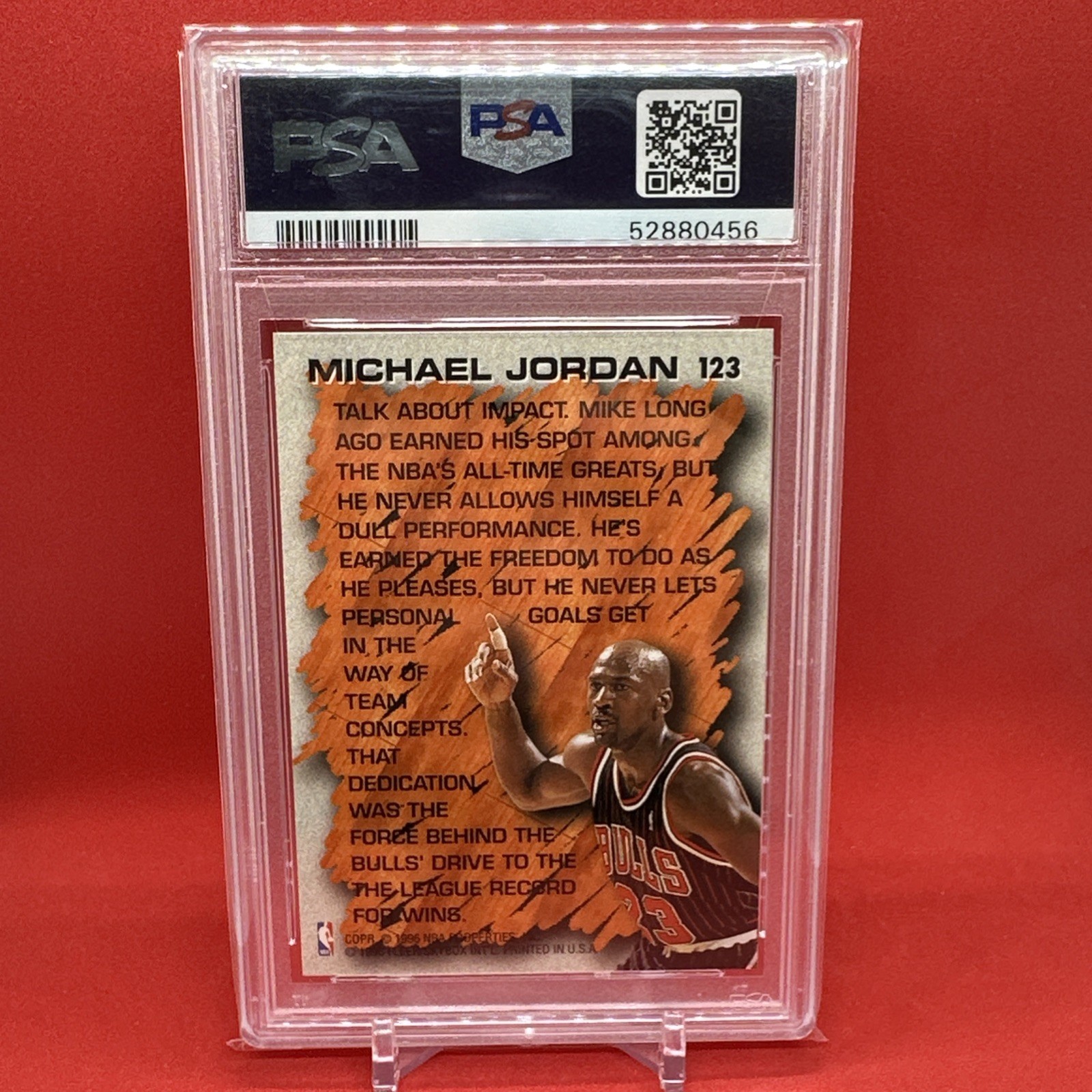 1996 Fleer Michael Jordan #123 HARDWOOD LEADER PSA 9 view 2