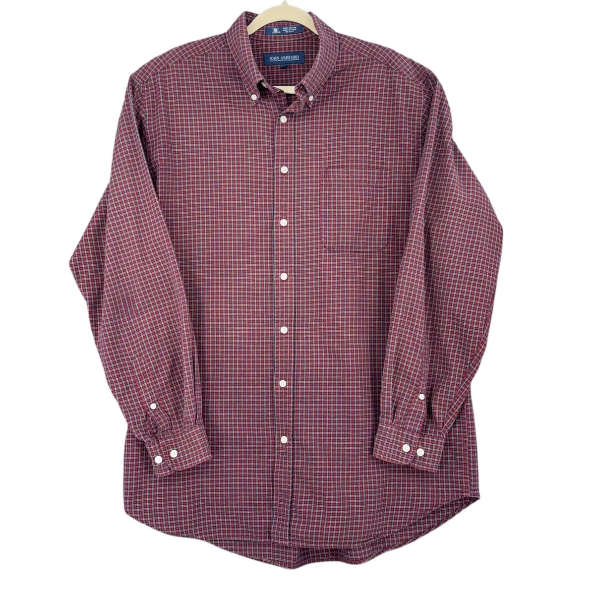 Chemise Habillée Homme John Ashford Taille XL - Manches Longues, Col Boutonné - Couleur Marron Figue - Neuf Avec étiquettes - Coupe Regular