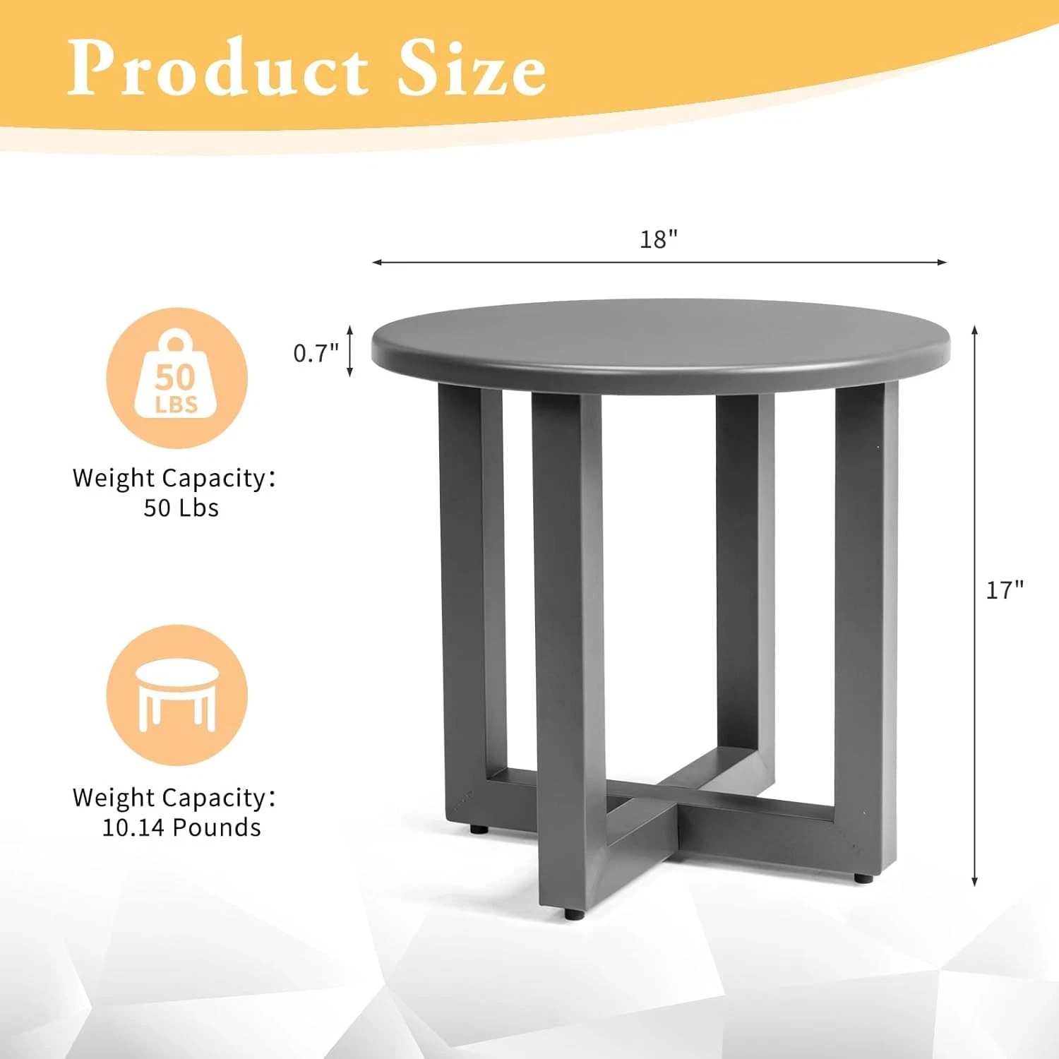 Round Outdoor Side Table Small Metal Outdoor Table Patio End Tables for Balcony