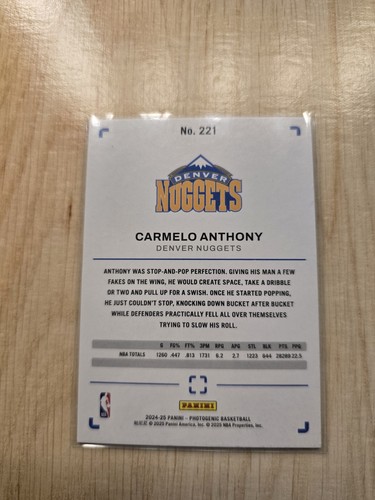 24-25 Panini Photogenic FOTL Swirl Carmelo Anthony Legends 7/8 Nuggets Card #221 - Picture 7 of 7