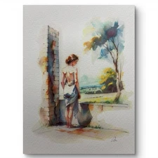 Original 8x10 Female Woman   Portrait  Watercolor Painting Sketch