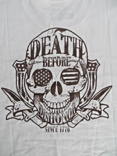 NUEVO CON ETIQUETAS Camisa Estilo Grunt Para Hombres LG Negra Beige Camiseta Death Before Dishonor Manga Corta
