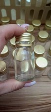 10 Small Glass Bottles Miniature 30ml Clear With Lid Used