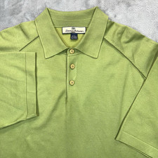 TOMMY BAHAMA Polo Shirt Men's Large Silk Blend Golf Outdoors Casual Lime Green