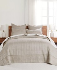 Levtex Home Cross Stitch Stitching 3-Pc. Bedspread Set - Full - Taupe Beige 