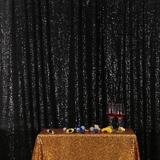 6x8 FT Black Sequin Photography Backdrop Curtain Party Decoration