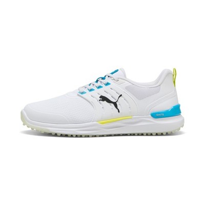 Puma Mens Ignite Elevate 2 Wide Spikeless Golf Shoe - White/Blue/Apple - 2026