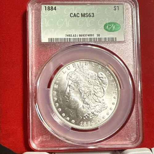 1884 Silver Morgan $1 CAC MS63 Graded & Authenticated Old Historic U.S. Mintage