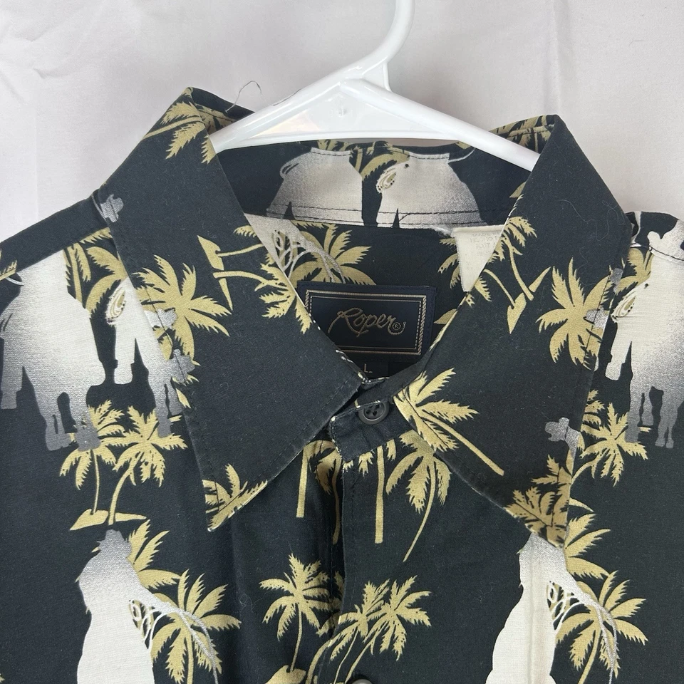 Camisa de Colección Roper Para Hombre Grande Vaquero Palmeras Cuerda Occidental Estampado AOP Foto 4 de 4