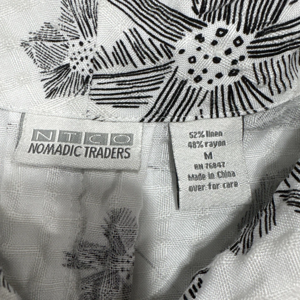 Blusa Top Mujer Nomadic Traders Mezcla de Lino Botón Frontal M Floral Texturizada Foto 4 de 4