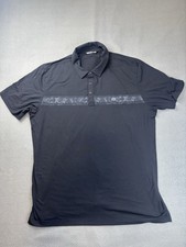 Travis Mathew Mens Thunder Roll Striped Black Polo Golf Shirt XXL Stretch