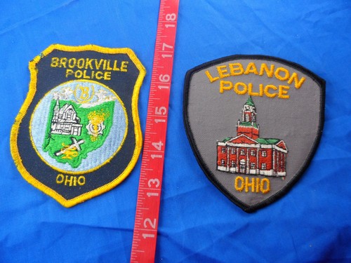 OHIO Vintage Lebanon Police 4-3/8"; Brookville 4-5/8"; Cloth Patch Lot of 2