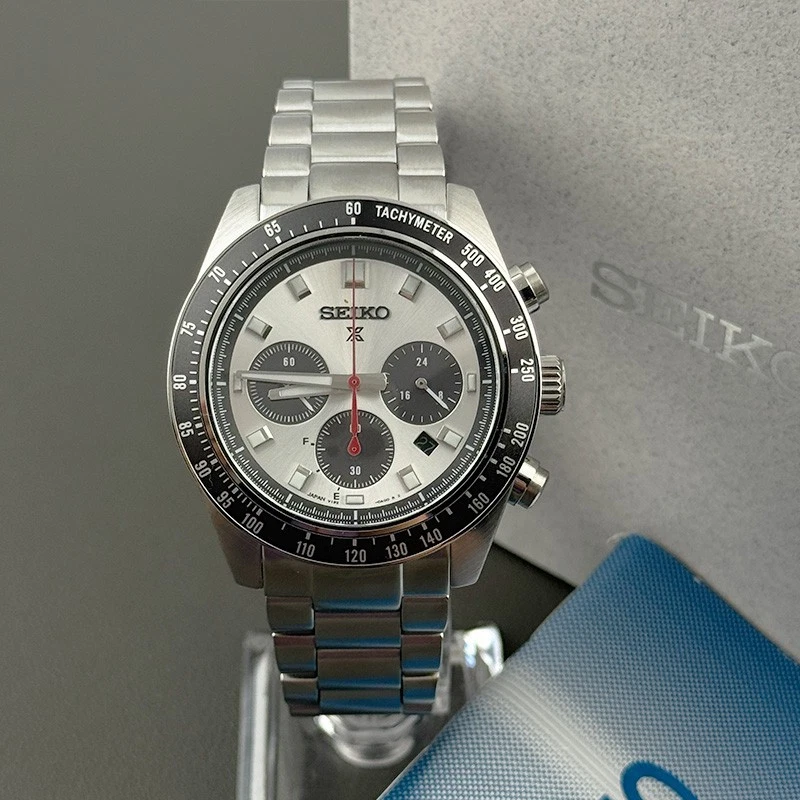Reloj cronógrafo solar para hombre Seiko SSC911 Prospex Speedtimer esfera plateada Foto 2 de 4