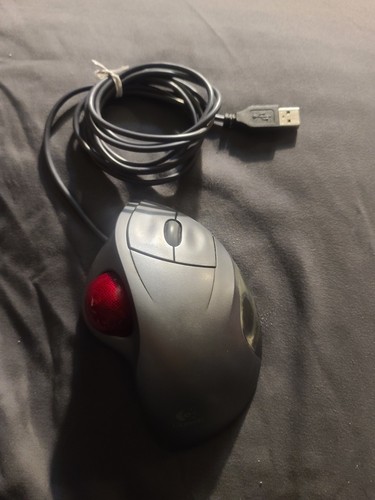 Logitech TrackMan Wheel Mouse USB Optical Trackball Mouse Silver Used Tested - Picture 1 of 8