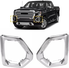 1 Pair Front Driving Fog Light Bezel Cover for 2019-2021 GMC Sierra 1500 Silver