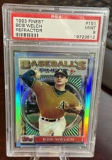 1993 BOB WELCH TOPPS FINEST REFRACTOR #151 PSA 9 ATHLETICS POP 64