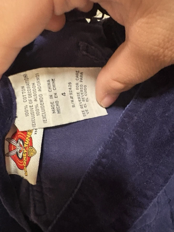 Mono de terciopelo azul vintage Looney Tunes niñas 4t Foto 2 de 3