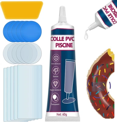 Kit Reparation Piscine Spa Gonflable Colle Rustine Transparente EVA 60g - Photo 1/4