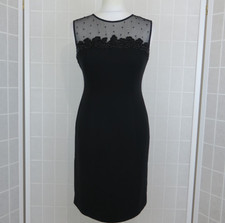 Precis Dress UK 10 Petite Black Beaded Mesh Detail Sleeveless Party Cocktail VTG