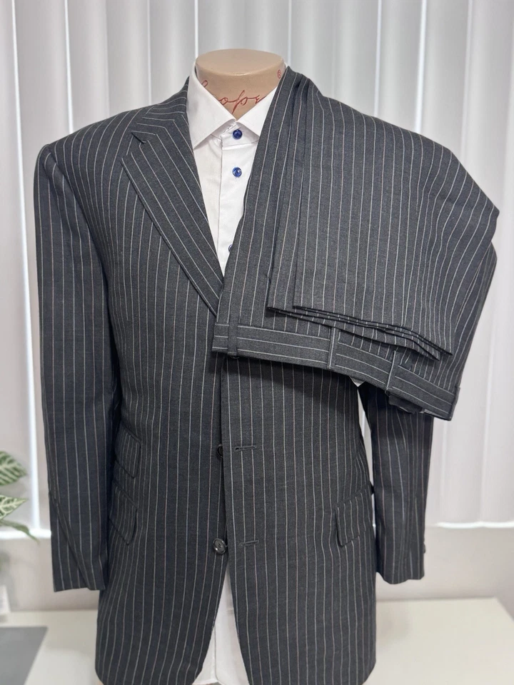 Alfred Dunhill 男式灰色彩虹条纹 2 件套 46S 裤子 38/25 — 第 2/4 张图片
