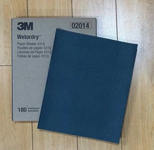 3M 02014 Wetordry 9" x 11" Sandpaper Sheets, 180 Grit, Pack of 50