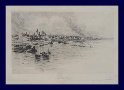 Peter Halm Mainz Rhine shipping port barge steamer vedutte Munich Vienna 1899