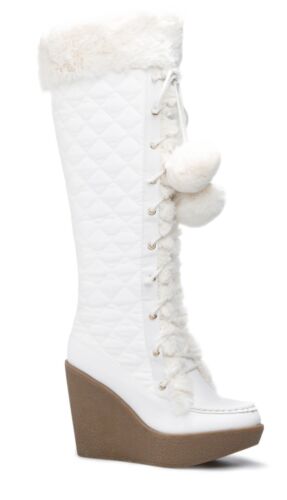 NEW Haidee Shoe Dazzle White Faux Fur Tall Women’s Winter Boots Size 11 - Photo 1 sur 16