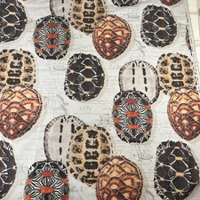 Sea Turtle Shell Spanish Printed Linen Blend Drapery Fabric  Stone Vilber 32560